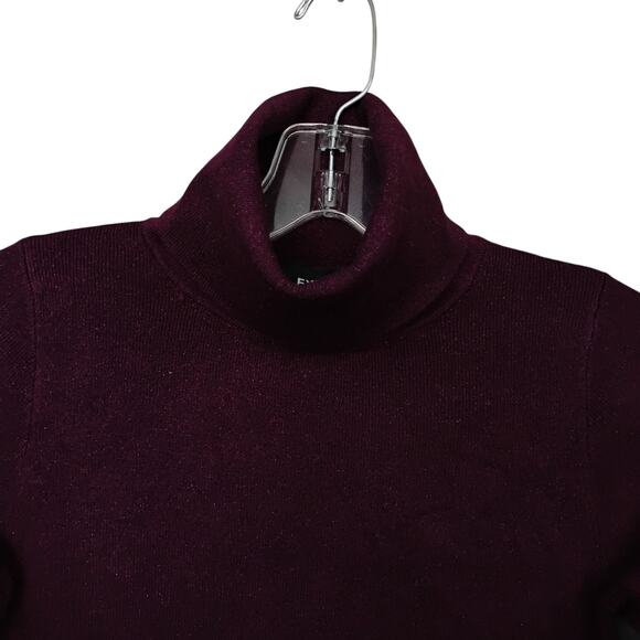 Express Festive Knit Top Size XS Deep Plum Sparkly Turtleneck Long Sleeve - Picture 2 of 6
